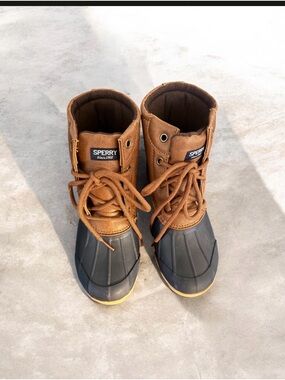 Sperry Brown Leather and Black Rubber Duck Boots